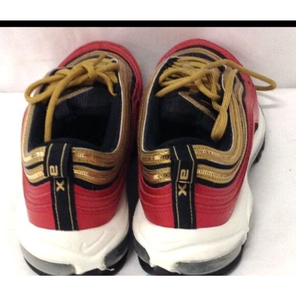 Size 7 - Nike Air Max 97 Gold Sequin Red Black Women's EUC - Picture 7 of 10